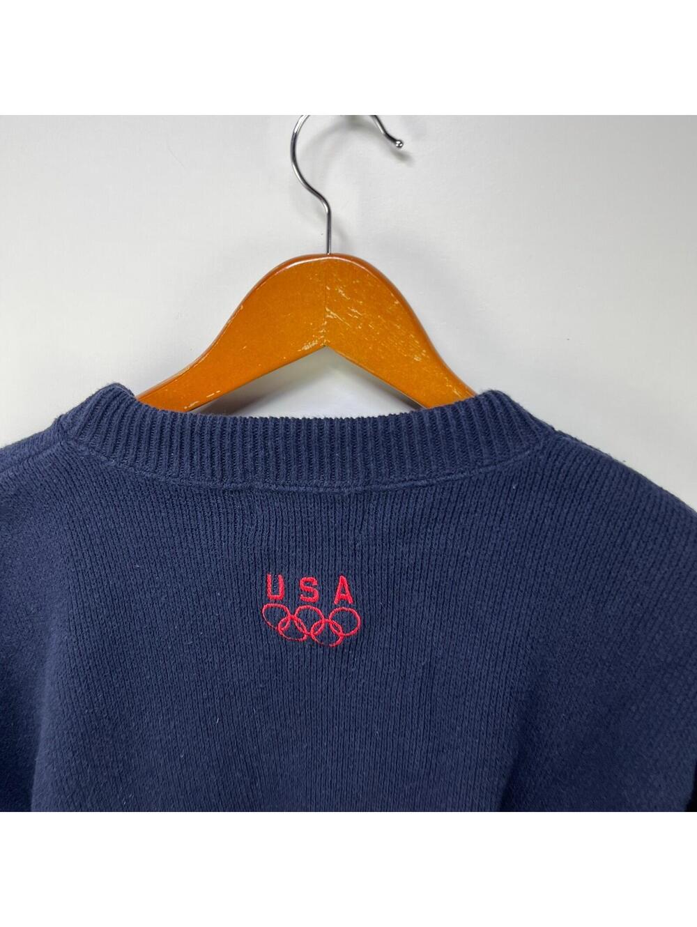 Vintage 90s USA Olympics Flag Knit Polo Sweater XL - Picture 6 of 9